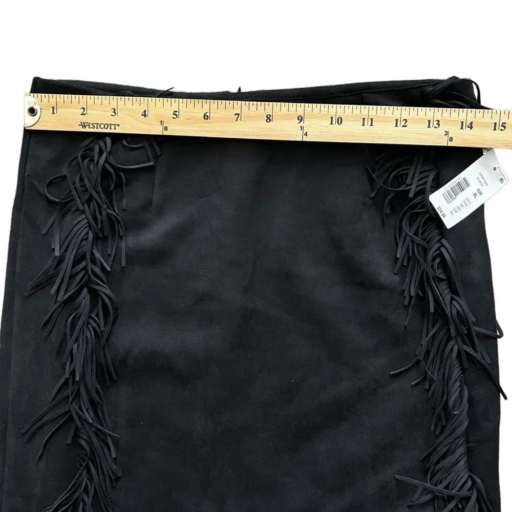 Chelsea & Violet Skirt Girls Size XL Black Faux Suede Fringe Mini‎ New
